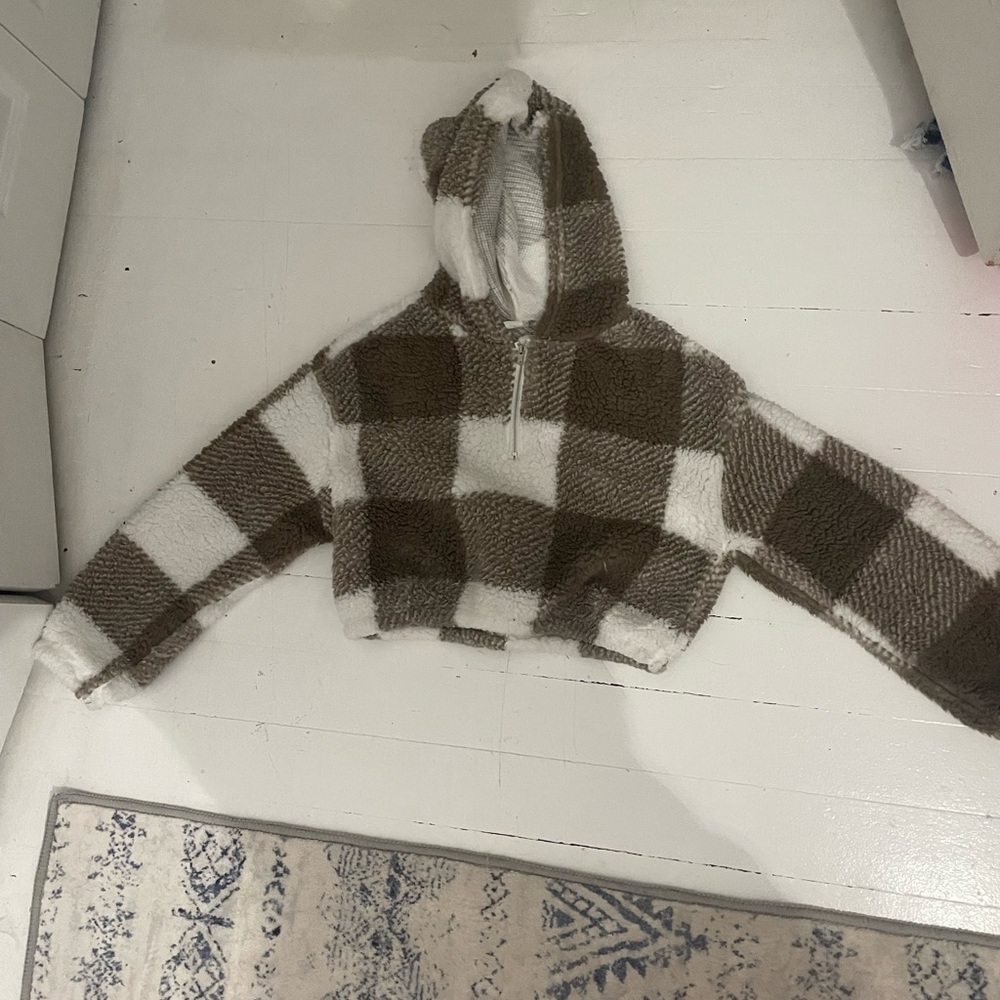 Kids large Buffalo print plaid checkered sweater